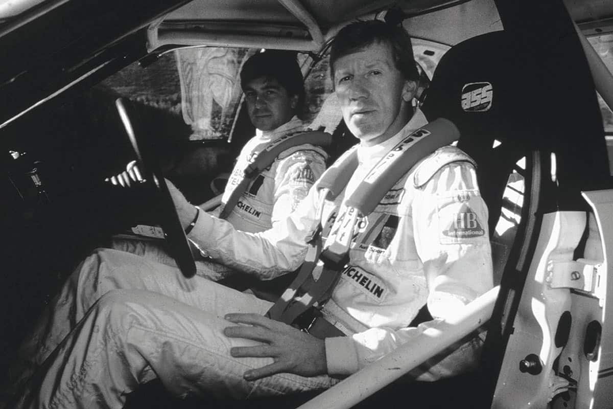 Walter Röhrl und Christian Geistdörfer im Cockpit ihres Audi quattro